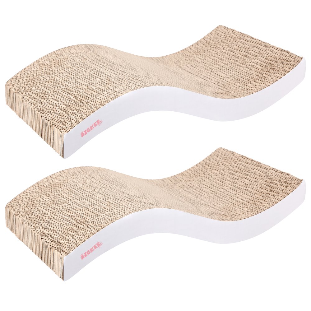 Atlas 17.5" Wave Reversible Cardboard Cat Scratcher, White (2 Pack)