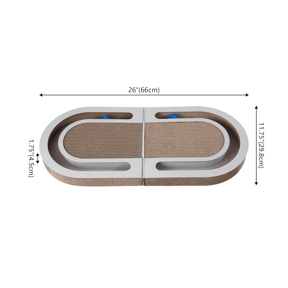 Balla 26” Cardboard Cat Scratcher Lounge Pad with Ball, Frosted Mint