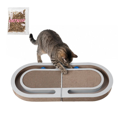 Balla 26” Cardboard Cat Scratcher Lounge Pad with Ball, Frosted Mint