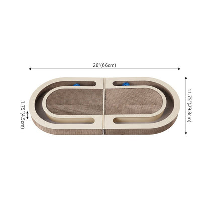 Balla 26” Cardboard Cat Scratcher Lounge Pad with Ball, Almond