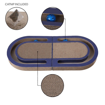 Balla 26” Cardboard Cat Scratcher Lounge Pad with Ball, Navy