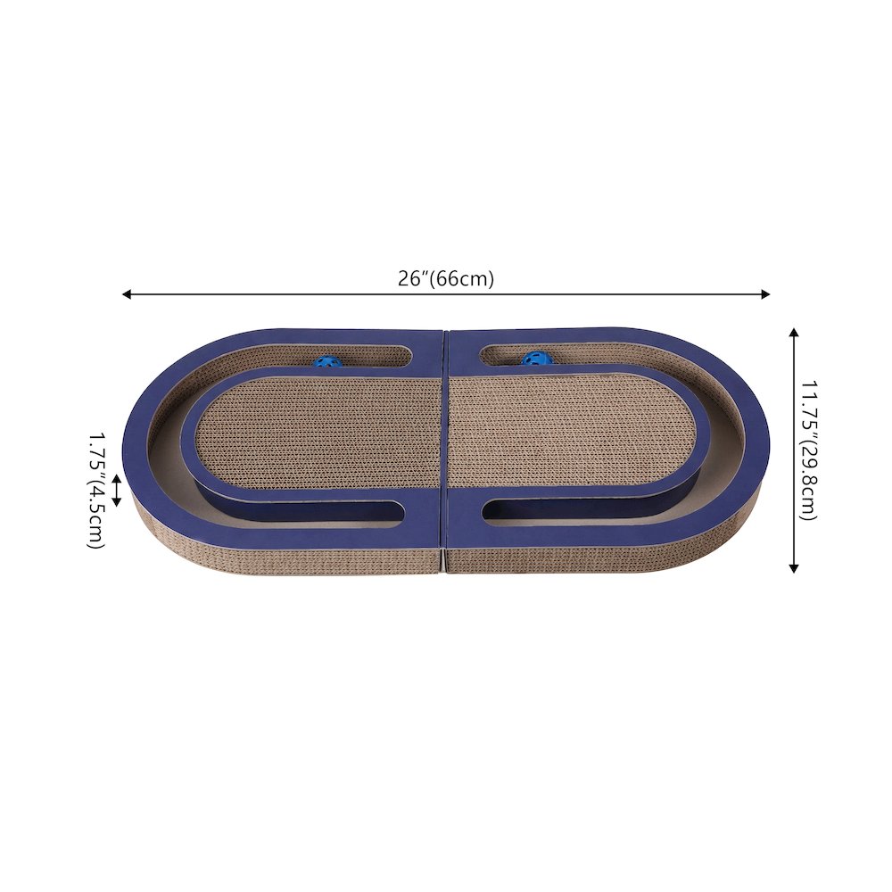 Balla 26” Cardboard Cat Scratcher Lounge Pad with Ball, Navy