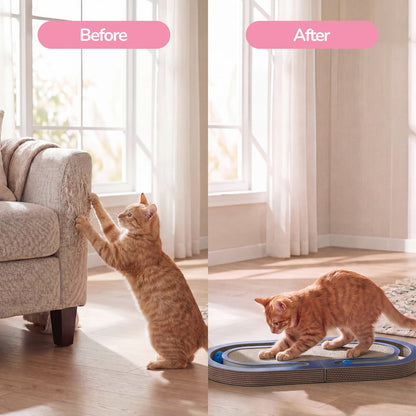 Balla 26” Cardboard Cat Scratcher Lounge Pad with Ball, Navy