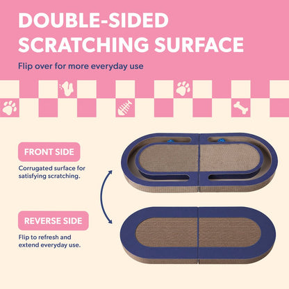 Balla 26” Cardboard Cat Scratcher Lounge Pad with Ball, Navy