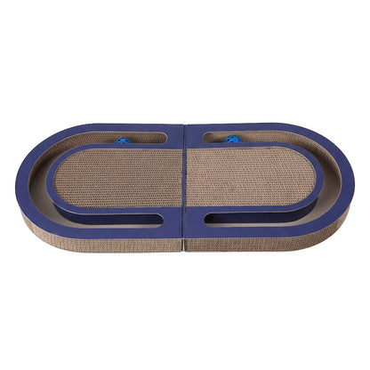 Balla 26” Cardboard Cat Scratcher Lounge Pad with Ball, Navy