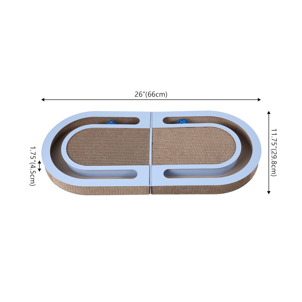 Balla 26” Cardboard Cat Scratcher Lounge Pad with Ball, Sky Blue