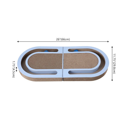 Balla 26” Cardboard Cat Scratcher Lounge Pad with Ball, Sky Blue