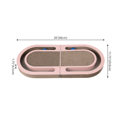 Balla 26” Cardboard Cat Scratcher Lounge Pad with Ball, Blush Pink