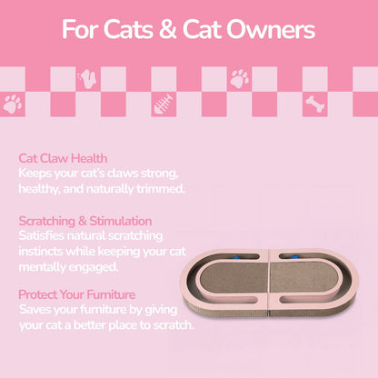 Balla 26” Cardboard Cat Scratcher Lounge Pad with Ball, Blush Pink