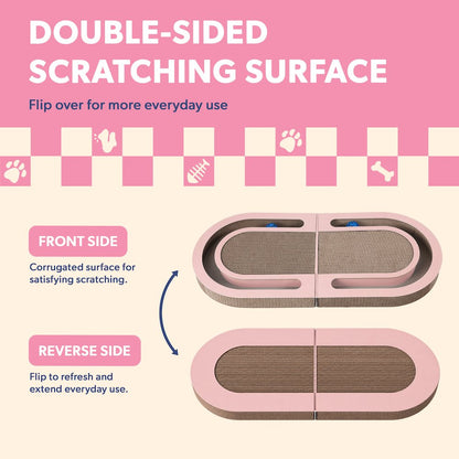 Balla 26” Cardboard Cat Scratcher Lounge Pad with Ball, Blush Pink