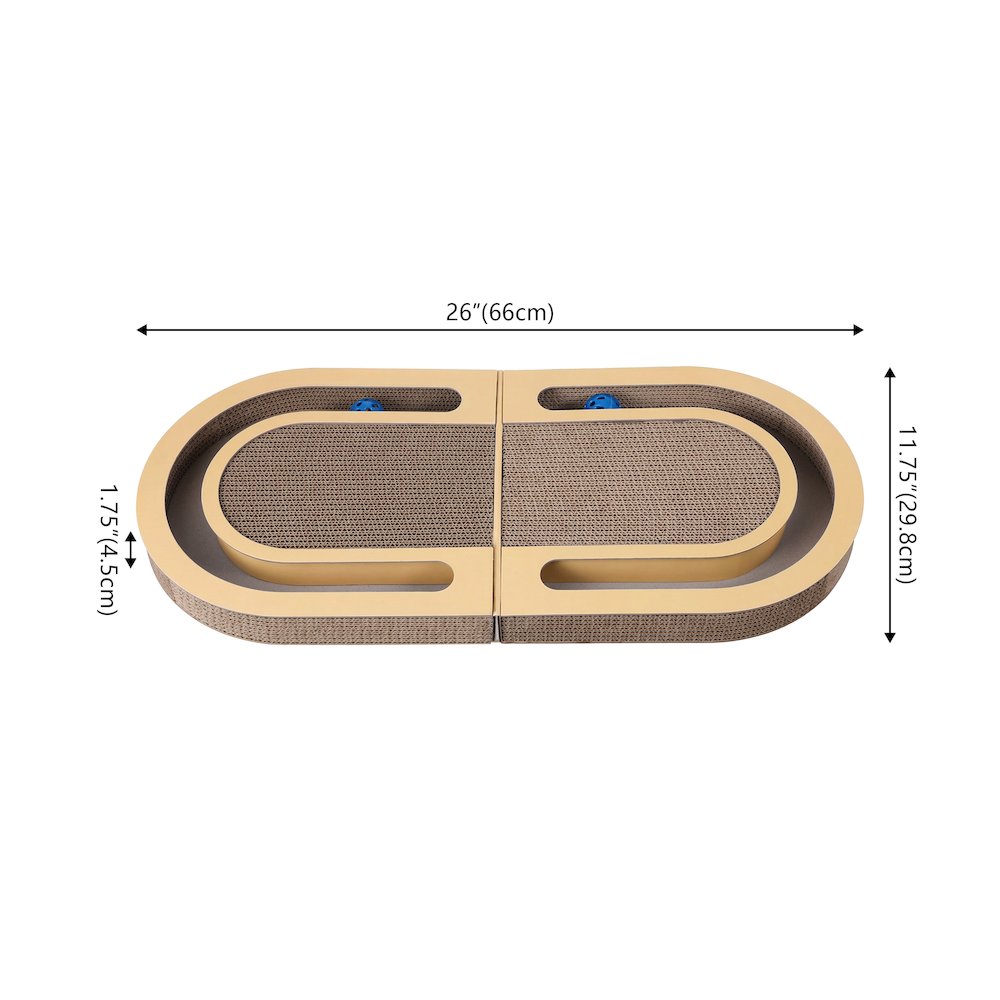 Balla 26” Cardboard Cat Scratcher Lounge Pad with Ball, Better Yellow