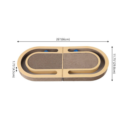 Balla 26” Cardboard Cat Scratcher Lounge Pad with Ball, Better Yellow