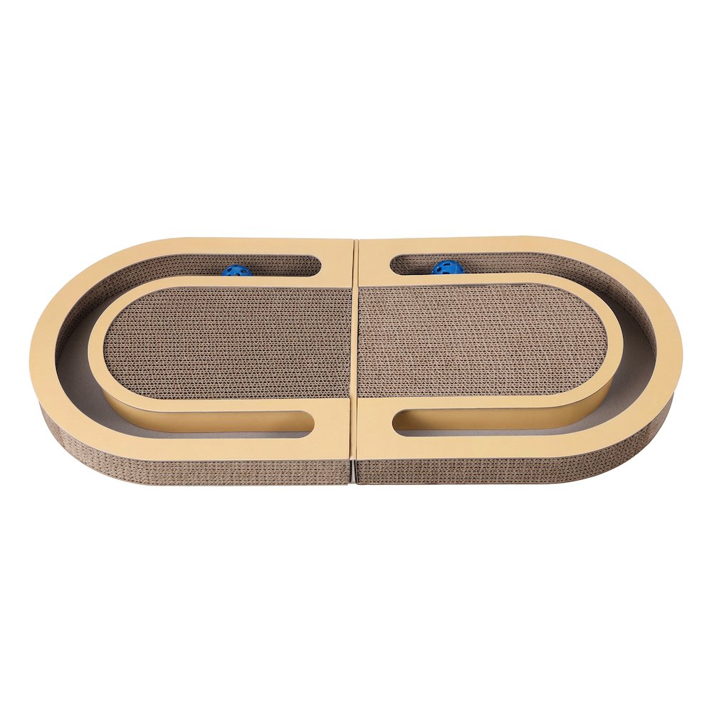Balla 26” Cardboard Cat Scratcher Lounge Pad with Ball, Better Yellow