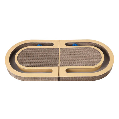 Balla 26” Cardboard Cat Scratcher Lounge Pad with Ball, Better Yellow