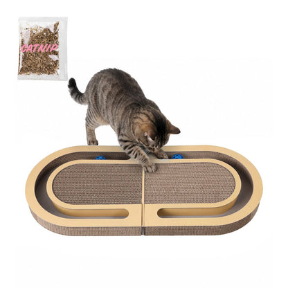 Balla 26” Cardboard Cat Scratcher Lounge Pad with Ball, Better Yellow