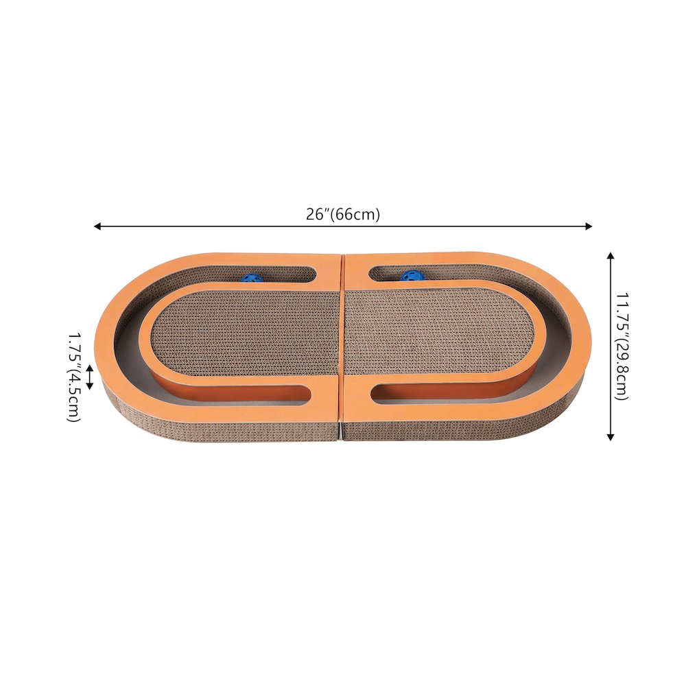 Balla 26” Cardboard Cat Scratcher Lounge Pad with Ball, Tangerine Orange