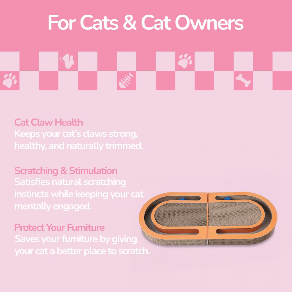 Balla 26” Cardboard Cat Scratcher Lounge Pad with Ball, Tangerine Orange