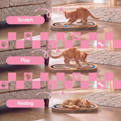 Balla 26” Cardboard Cat Scratcher Lounge Pad with Ball, Tangerine Orange