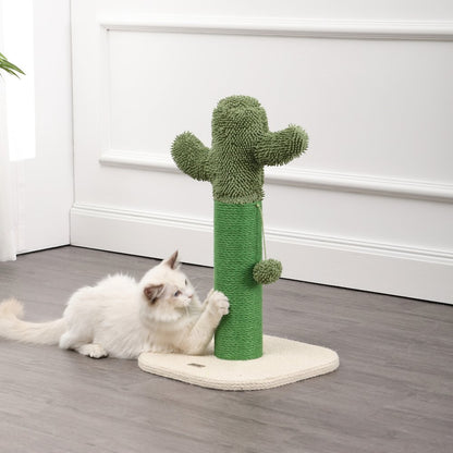 Pecos Modern Jute Cactus Cat Scratching Post With Fuzzy Toy