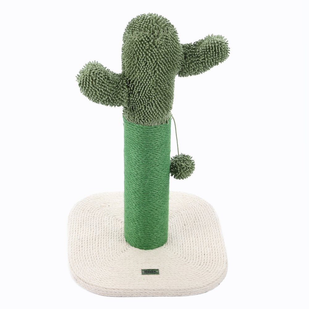Pecos Modern Jute Cactus Cat Scratching Post With Fuzzy Toy