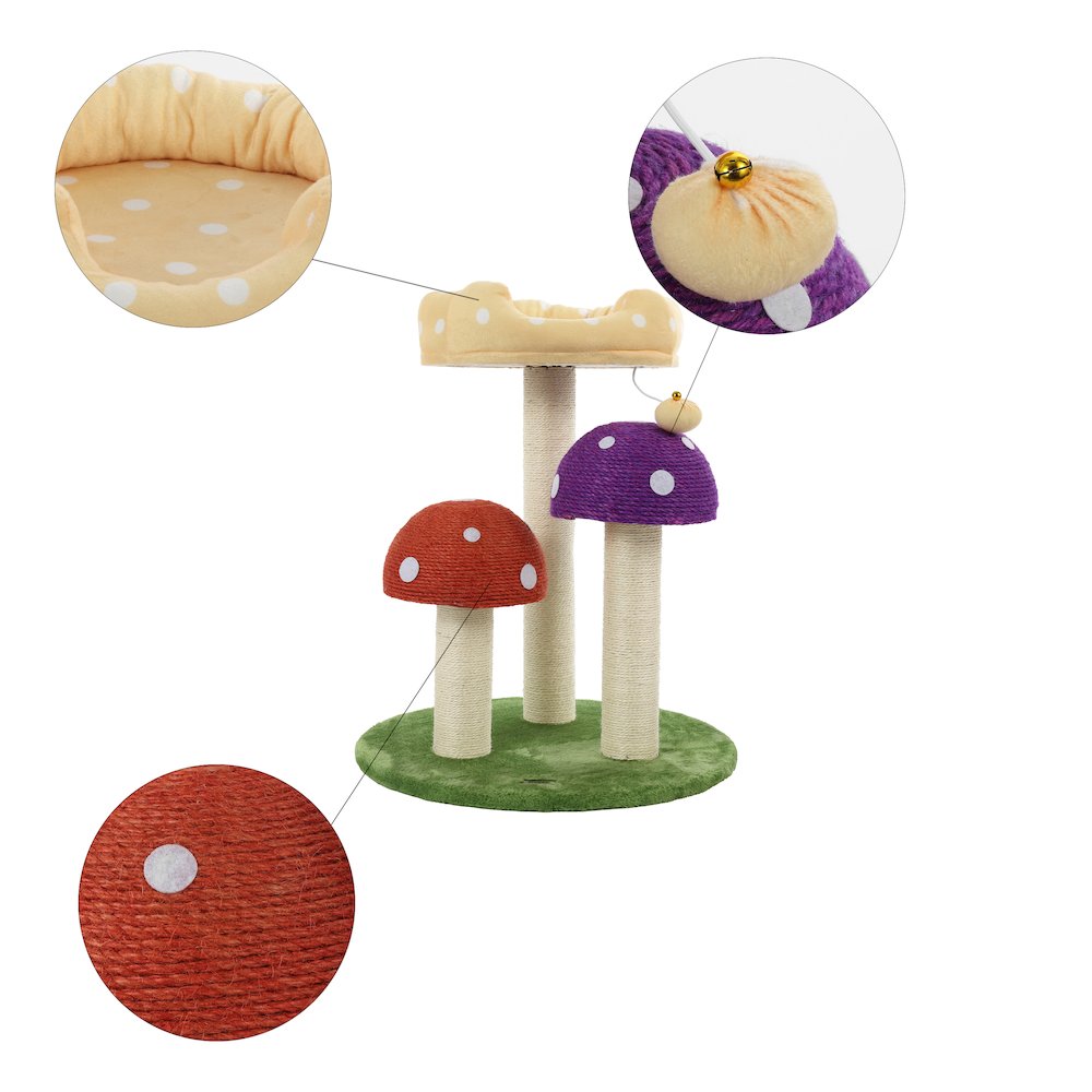 Pixie 3-Tier Cottage Sisal Mushroom Cat Tree With Scratching Posts