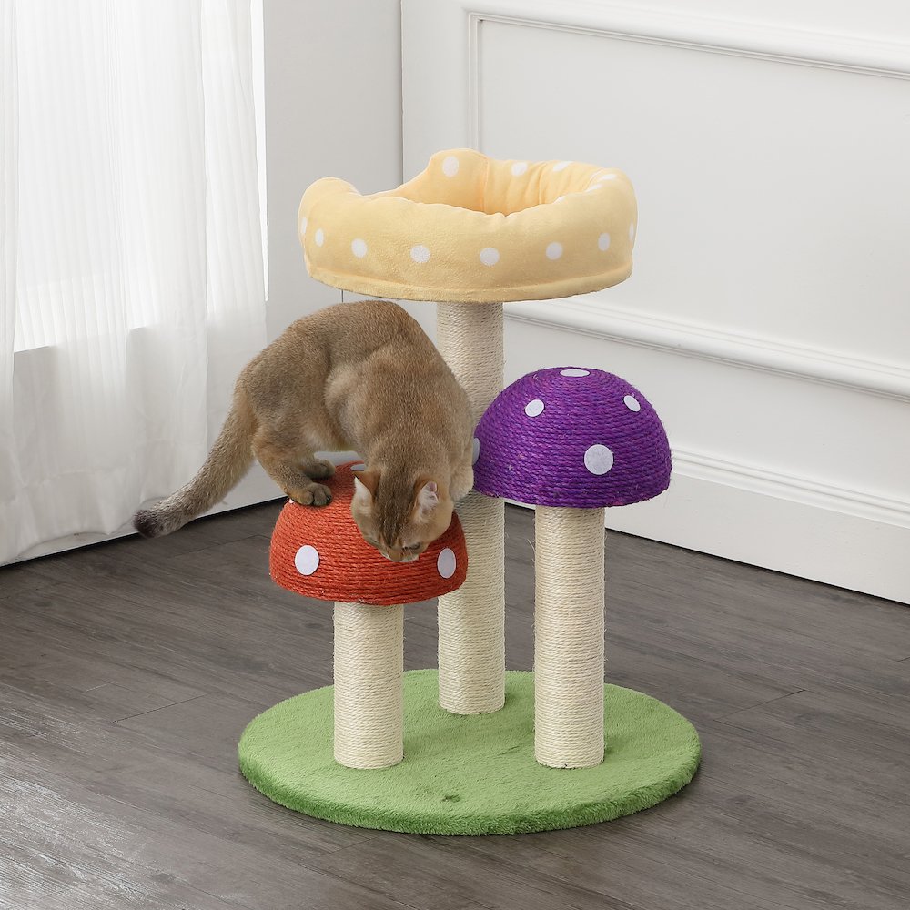 Pixie 3-Tier Cottage Sisal Mushroom Cat Tree With Scratching Posts