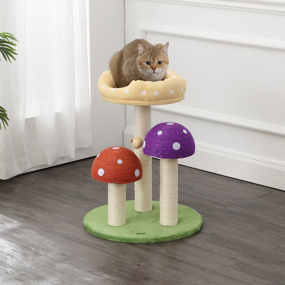 Pixie 3-Tier Cottage Sisal Mushroom Cat Tree With Scratching Posts