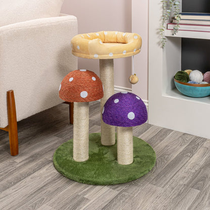 Pixie 3-Tier Cottage Sisal Mushroom Cat Tree With Scratching Posts