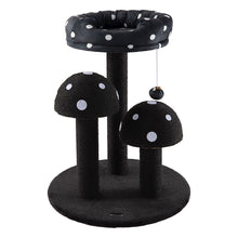 Pixie 3-Tier Sisal Mushroom Cat Tree, Posts, Perch & Bell Toy, Black/White