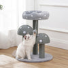 Pixie 3-Tier Sisal Mushroom Cat Tree, Posts, Perch & Bell Toy, Grey/White
