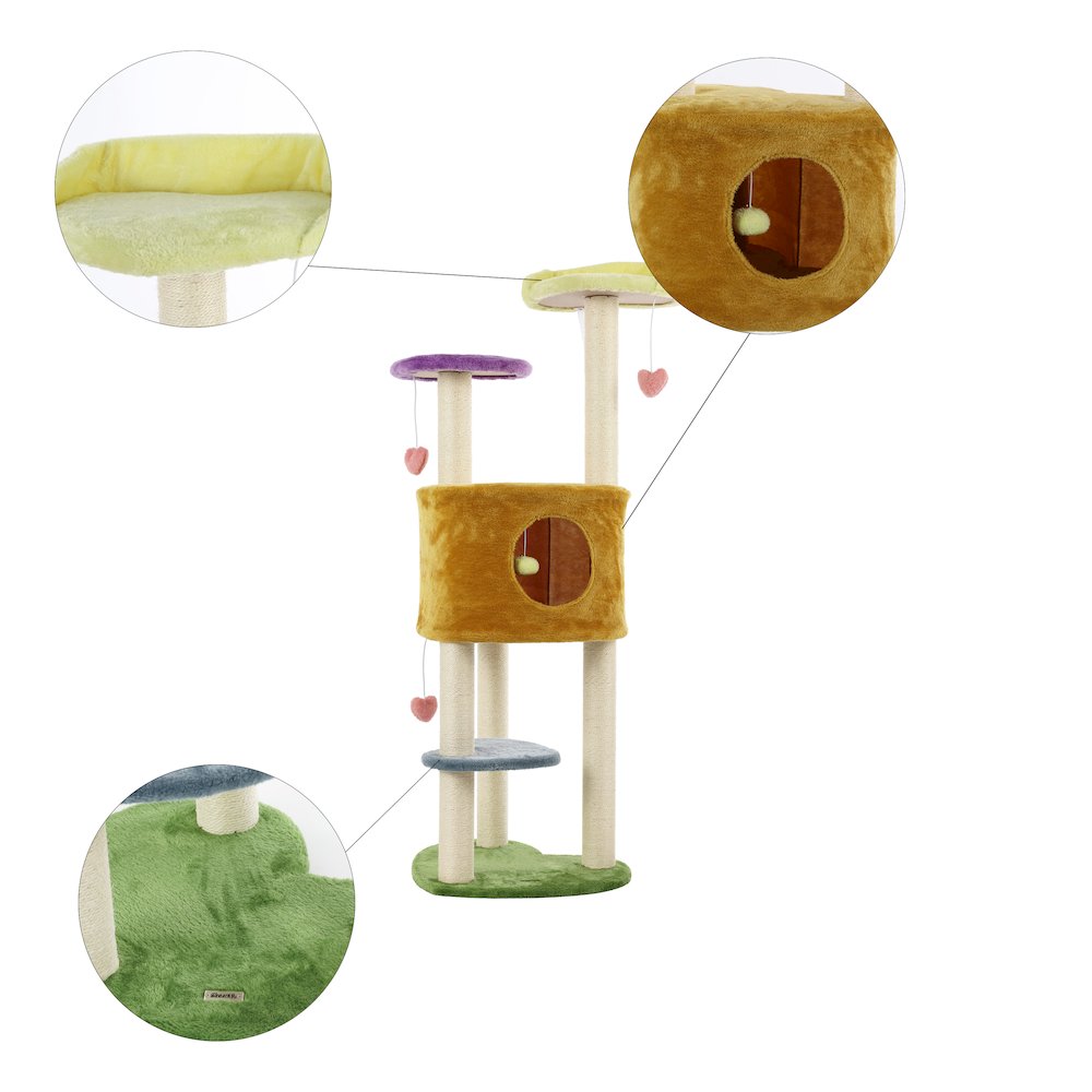 Aisling 4-Tier Modern Sisal Heart Cat Tree With Scratching Posts