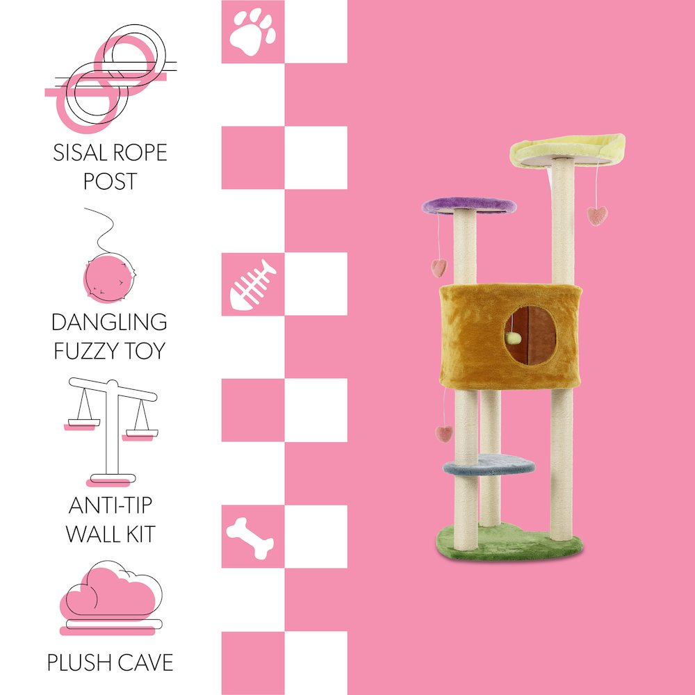 Aisling 4-Tier Modern Sisal Heart Cat Tree With Scratching Posts
