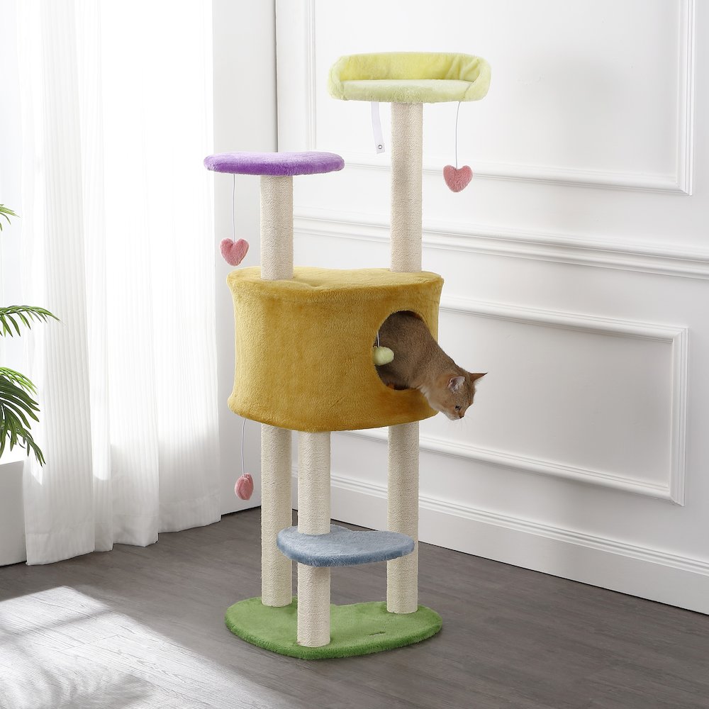 Aisling 4-Tier Modern Sisal Heart Cat Tree With Scratching Posts