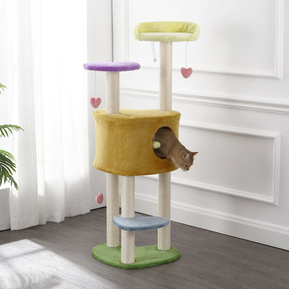 Aisling 4-Tier Modern Sisal Heart Cat Tree With Scratching Posts