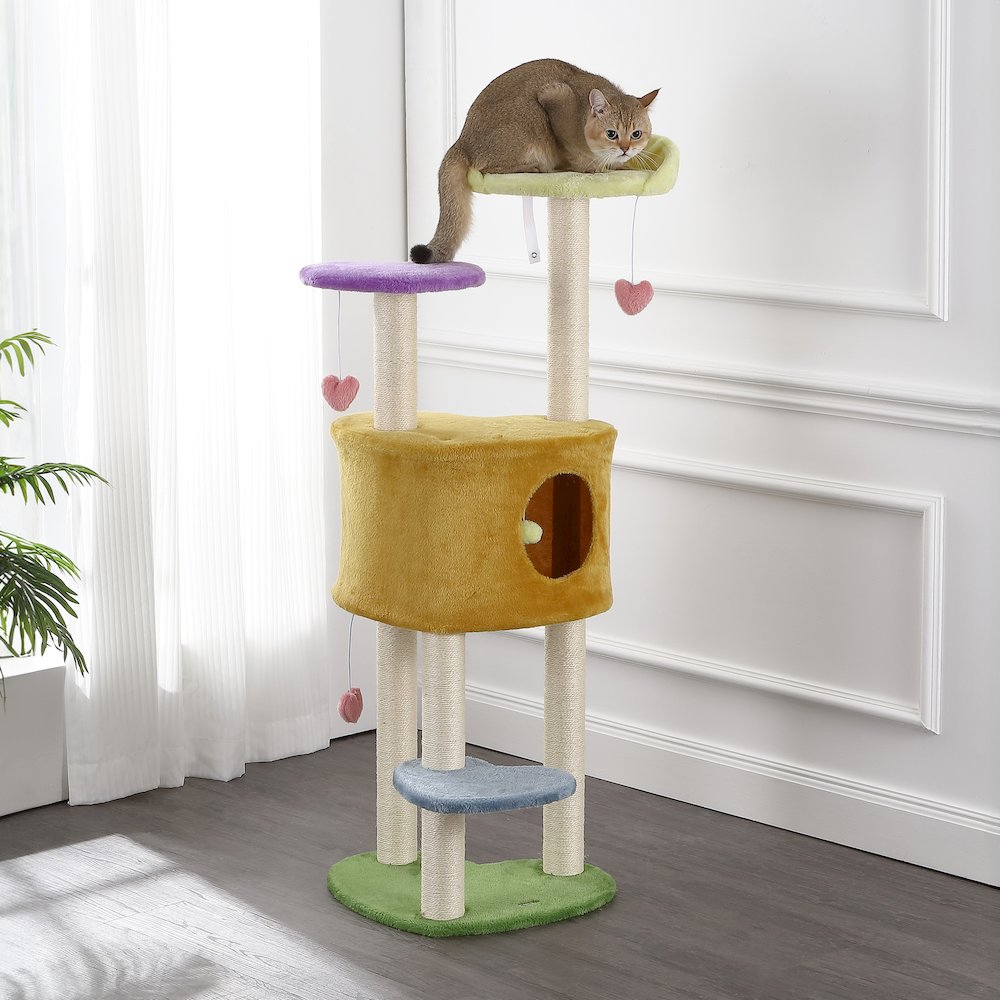 Aisling 4-Tier Modern Sisal Heart Cat Tree With Scratching Posts