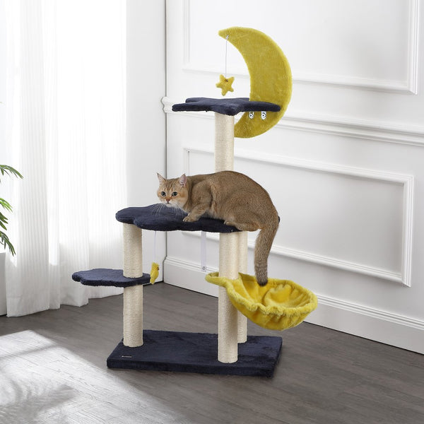 Aurora 3-Tier Modern Sisal Moon And Stars Cat Tree With Scratching Posts