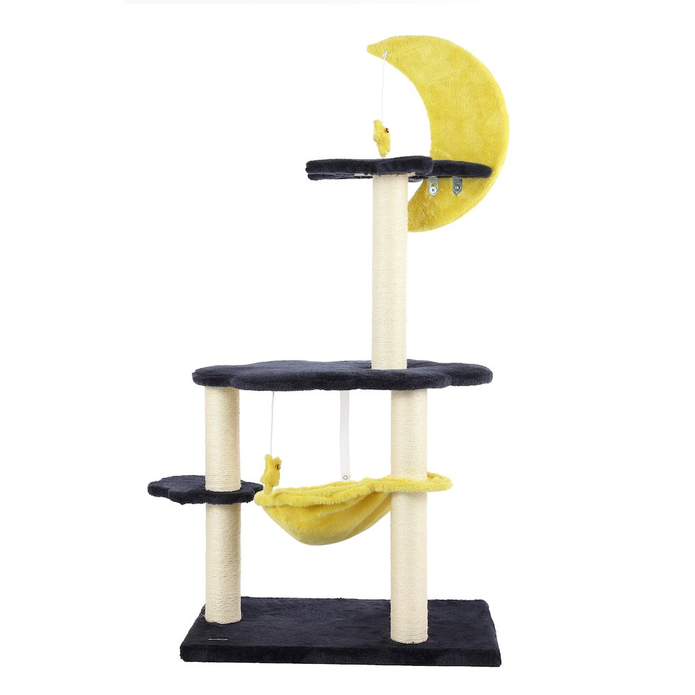 Aurora 3-Tier Modern Sisal Moon And Stars Cat Tree With Scratching Posts