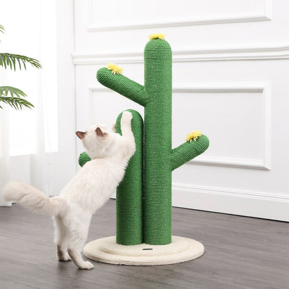 Socorro Modern Jute Double-Cactus Cat Scratching Post With Flower Toys