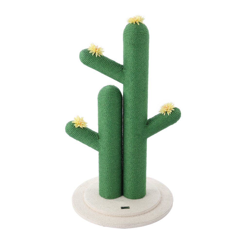 Socorro Modern Jute Double-Cactus Cat Scratching Post With Flower Toys