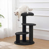 Poppy 3-Tier Modern Jute Flower Cat Tree with Dangling Toy, Black/White