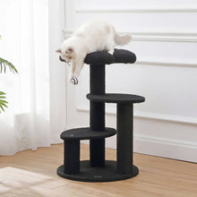 Poppy 3-Tier Modern Jute Flower Cat Tree with Dangling Toy, Black/White