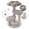 Poppy 3-Tier Modern Jute Flower Cat Tree with Dangling Toy, Grey/White