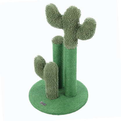 Marfa Modern Jute Triple-Cactus Cat Scratching Post With Fuzzy Toy