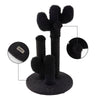 Marfa Modern Jute Triple-Cactus Cat Scratching Post with Fuzzy Toy, Black