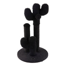Marfa Modern Jute Triple-Cactus Cat Scratching Post with Fuzzy Toy, Black