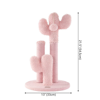 Marfa Modern Jute Triple-Cactus Cat Scratching Post with Fuzzy Toy, Pink