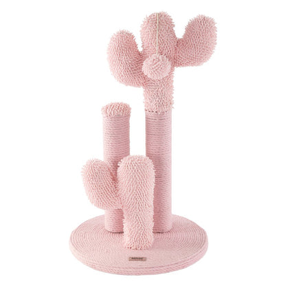 Marfa Modern Jute Triple-Cactus Cat Scratching Post with Fuzzy Toy, Pink