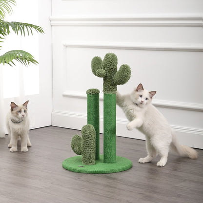 Marfa Modern Jute Triple-Cactus Cat Scratching Post With Fuzzy Toy