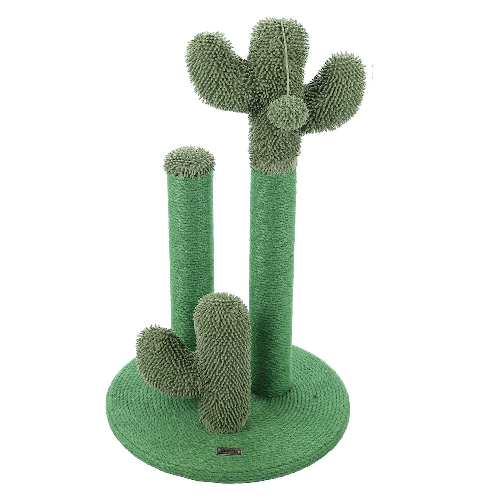 Marfa Modern Jute Triple-Cactus Cat Scratching Post With Fuzzy Toy