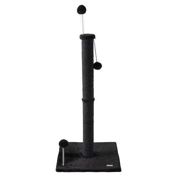 Rylie Farmhouse Sisal Pillar Scratching Post with Toys & Spring Balls, Black